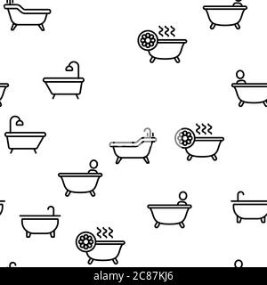 Tube de bain et motif de douche Vector sans couture Illustration de Vecteur