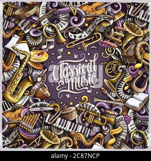 Dessin animé vectoriel griffeaux cadre musical classique Illustration de Vecteur