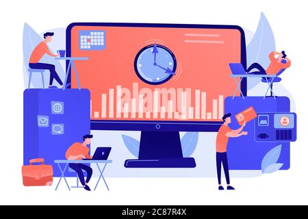 Illustration du vecteur de concept du système de suivi du temps et de la présence Illustration de Vecteur