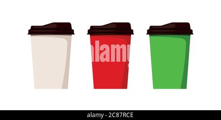 Ensemble de tasses Coffee To Go isolé sur fond blanc. Illustration de Vecteur