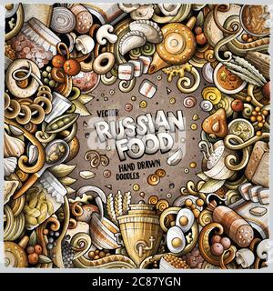 Dessin animé vecteur griffeaux cadre alimentaire russe Illustration de Vecteur