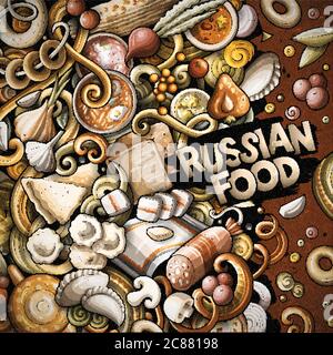 Dessin animé vecteur griffeaux cadre alimentaire russe Illustration de Vecteur