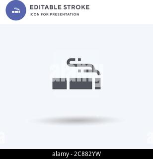 Cigarrete Icon vector, affiche plate remplie, pictogramme solide isolé sur blanc, illustration du logo. Icône Cigarrete pour la présentation. Illustration de Vecteur