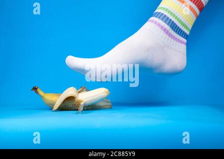 Image de concept de la banane jaune en purée, allégorie Banque D'Images