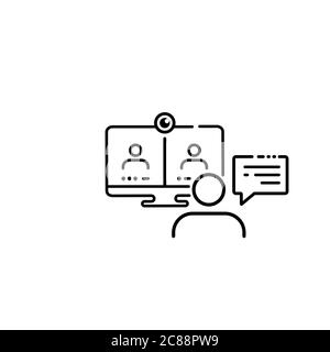 Enseignement à distance, travail à domicile, ressources en ligne, séminaire vidéo, icône de webinaires. Vecteur sur fond blanc isolé. SPE 10. Illustration de Vecteur