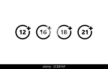 Ensemble d'icônes de restriction d'âge. Concept de limite d'âge. Vecteur sur fond blanc isolé. SPE 10. Illustration de Vecteur
