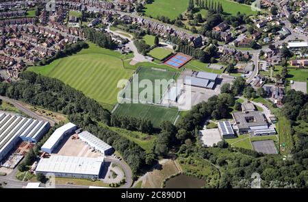 Vue aérienne du parc St George, complexe sportif SGPThorncliffe, dans le nord de Sheffield Banque D'Images