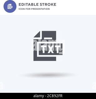 Texte fichier vecteur d'icône, signe plat rempli, pictogramme solide isolé sur blanc, illustration du logo. Icône de fichier texte pour la présentation. Illustration de Vecteur