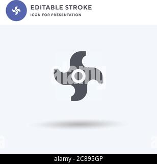 Icône en forme de shuriken, signe plat rempli, pictogramme solide isolé sur blanc, illustration du logo. Icône shuriken pour la présentation. Illustration de Vecteur