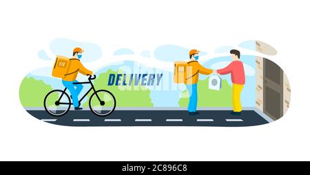 Livraison à domicile, réception rapide de votre commande, transport de marchandises. Illustration vectorielle Illustration de Vecteur