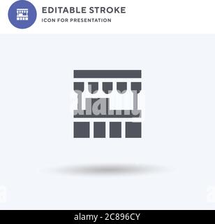 Icône de kiosque, affiche plate remplie, pictogramme solide isolé sur blanc, illustration du logo. Icône kiosque pour la présentation. Illustration de Vecteur