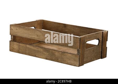 Des caisses en bois vides isolated on white Banque D'Images