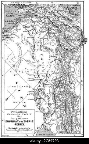 Carte de Mésopotamie, 19e siècle Banque D'Images