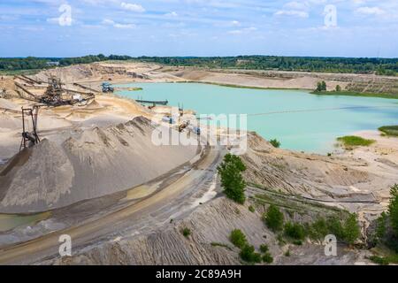 Davisburg (Michigan) - Holly Sand and Gravel, une exploitation minière agrégée appartenant à la société Edward C Levy. Les produits de la société sont utilisés dans la route Banque D'Images