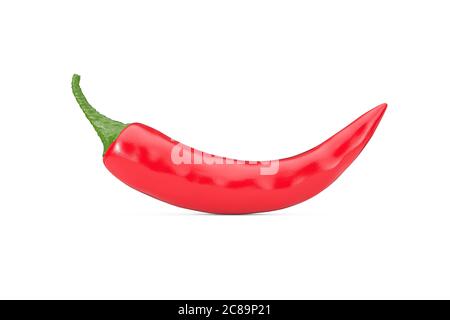 Piment rouge sur fond blanc. Rendu 3d Banque D'Images
