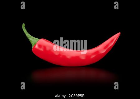 Piment rouge sur fond noir. Rendu 3d Banque D'Images