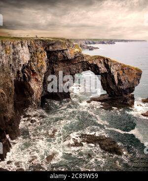 Green Bridge of Wales, Pembrokeshire, pays de Galles du Sud Banque D'Images