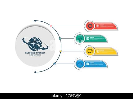 Modèle infographie d'entreprise Internet avec illustration vectorielle du logo marketing d'entreprise pas à pas Illustration de Vecteur