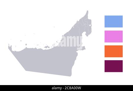 Infographies de la carte des Émirats arabes Unis, régions individuelles vierges Banque D'Images