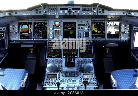 Airbus A380 Cockpit Banque D'Images