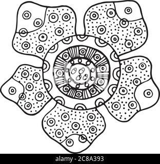 Rafflesia vecteur de fleur élément isolé. Page de coloriage détaillée pour adultes. Illustration tribale, boho et ethnique dessinée à la main dans des booiles et des zent Illustration de Vecteur