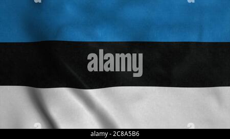 Drapeau estonien agitant dans le vent. illustration 3d Banque D'Images