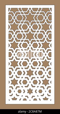 Mur décoratif arabe islamique, écran, motif panneau avec étoiles. Modèle vectoriel. Panneau vectoriel décoratif pour découpe au laser. Modèle pour intérieur Illustration de Vecteur