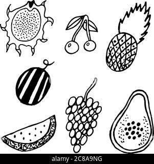 Collection de fruits pour coloriage page et livre pour adulte ou pour enfant Illustration de Vecteur