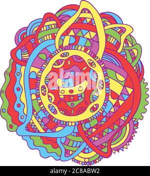 Doodle mandala - page de coloriage pour adultes. Dessin animé coloré boho méditatif Illustration de Vecteur