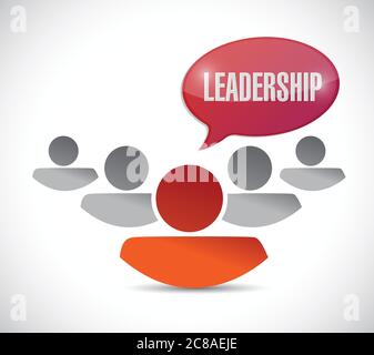 Affiche de leadership et illustration de l'équipe sur fond blanc Illustration de Vecteur