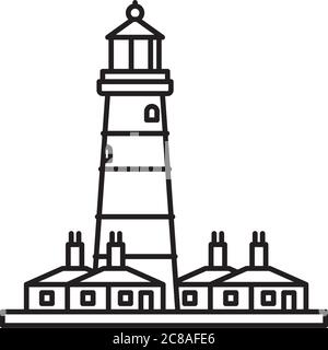 Phare de Happisburgh à Norfolk côte icône de ligne vectorielle. Illustration de Vecteur