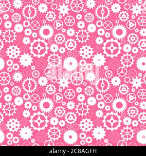 Motif vectoriel sans couture avec engrenages sur fond rose Illustration de Vecteur