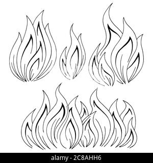 Image de flamme noir blanc isolé dessin vecteur d'illustration Illustration de Vecteur