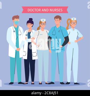 merci médecins et infirmières travaillant dans les hôpitaux, combattre le coronavirus covid 19 Illustration de Vecteur