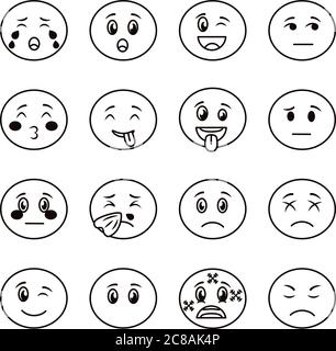 ensemble de visages emojis ensemble d'icônes dessin d'illustration vectorielle Illustration de Vecteur