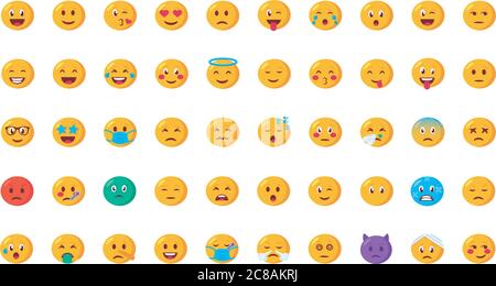 ensemble de visages emojis ensemble d'icônes dessin d'illustration vectorielle Illustration de Vecteur