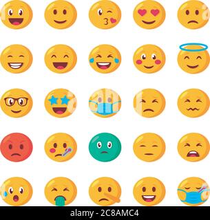 ensemble de visages emojis ensemble d'icônes dessin d'illustration vectorielle Illustration de Vecteur