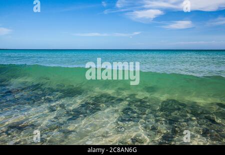 Le golfe de Californie à Grand Sueno Resort comme une vague est sur le point de casser, BCS, Mexique. Banque D'Images