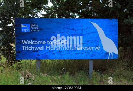 Marais de Titchwell, RSPB, panneau de bienvenue, réserve naturelle, réserves, Norfolk, Angleterre, Royaume-Uni Banque D'Images