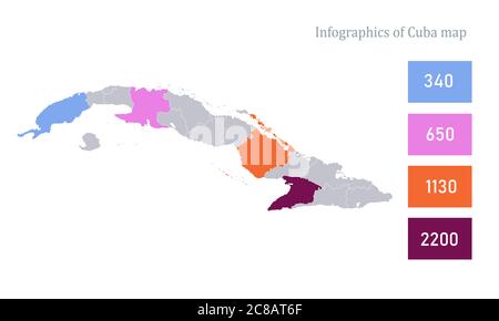 Infographies de Cuba carte, vecteur des États individuels Illustration de Vecteur