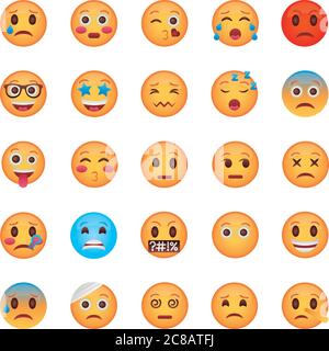 ensemble de visages emojis ensemble d'icônes dessin d'illustration vectorielle Illustration de Vecteur