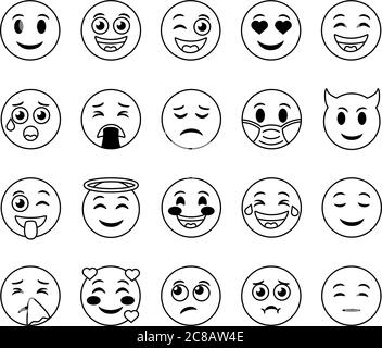 ensemble de visages emojis ensemble d'icônes dessin d'illustration vectorielle Illustration de Vecteur