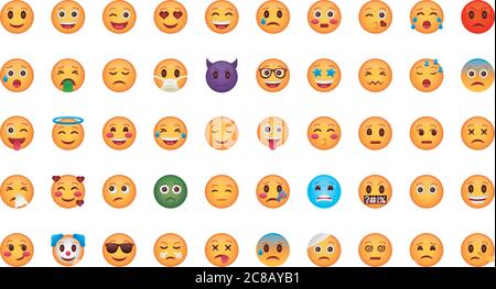 ensemble de visages emojis ensemble d'icônes dessin d'illustration vectorielle Illustration de Vecteur