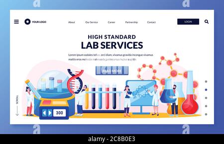 Recherche laboratoire de sciences médicales et génétiques. Les scientifiques et les assistants effectuent des expériences et des études en laboratoire, en utilisant l'équipement moderne de biochimie Illustration de Vecteur