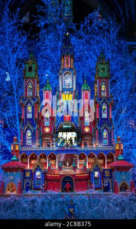 Scène de la Nativité à la Cathédrale notre Dame, Paris, France 2016 Banque D'Images