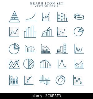 Icône de l'ensemble de lignes du graphique. Collection de diagrammes et de diagrammes. Illustration vectorielle modifiable isolée. Illustration de Vecteur