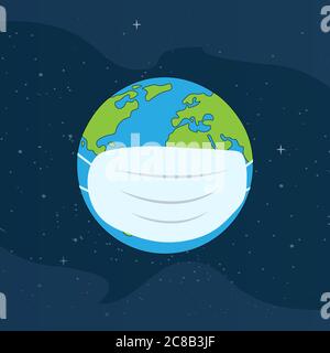 Masque médical blanc et terre. Porter un masque contre la propagation du coronavirus pandémique. Vecteur isolé Illustration de Vecteur