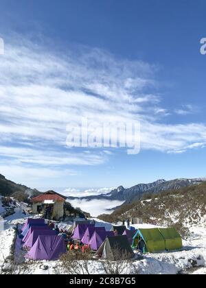 Camping de Dzongri, Goecha la Trek Banque D'Images