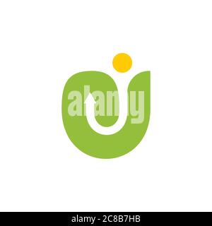 lettre j soleil et feuilles gens abstrait logo vecteur Illustration de Vecteur