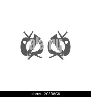 télévision simple forme tonnerre décoration logo vecteur Illustration de Vecteur